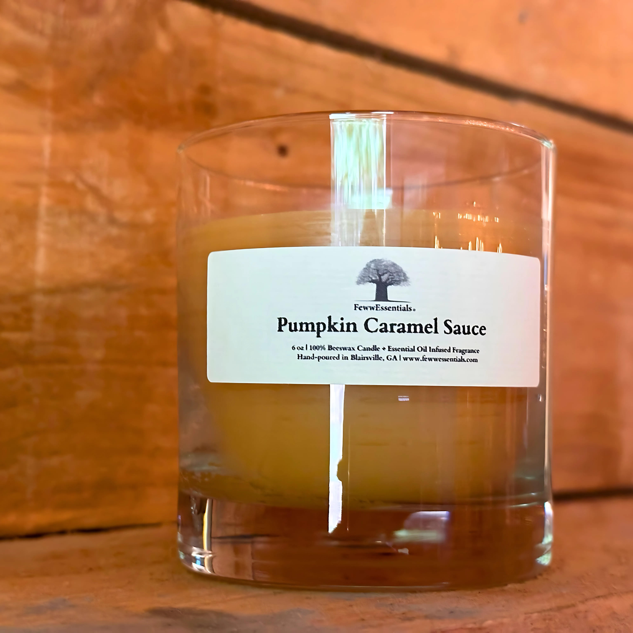 Pumpkin Caramel Sauce - 6 oz 100% Beeswax Candle | 3 Cotton Wicks | Hand-Poured with Essential Oil Infused Fragrance