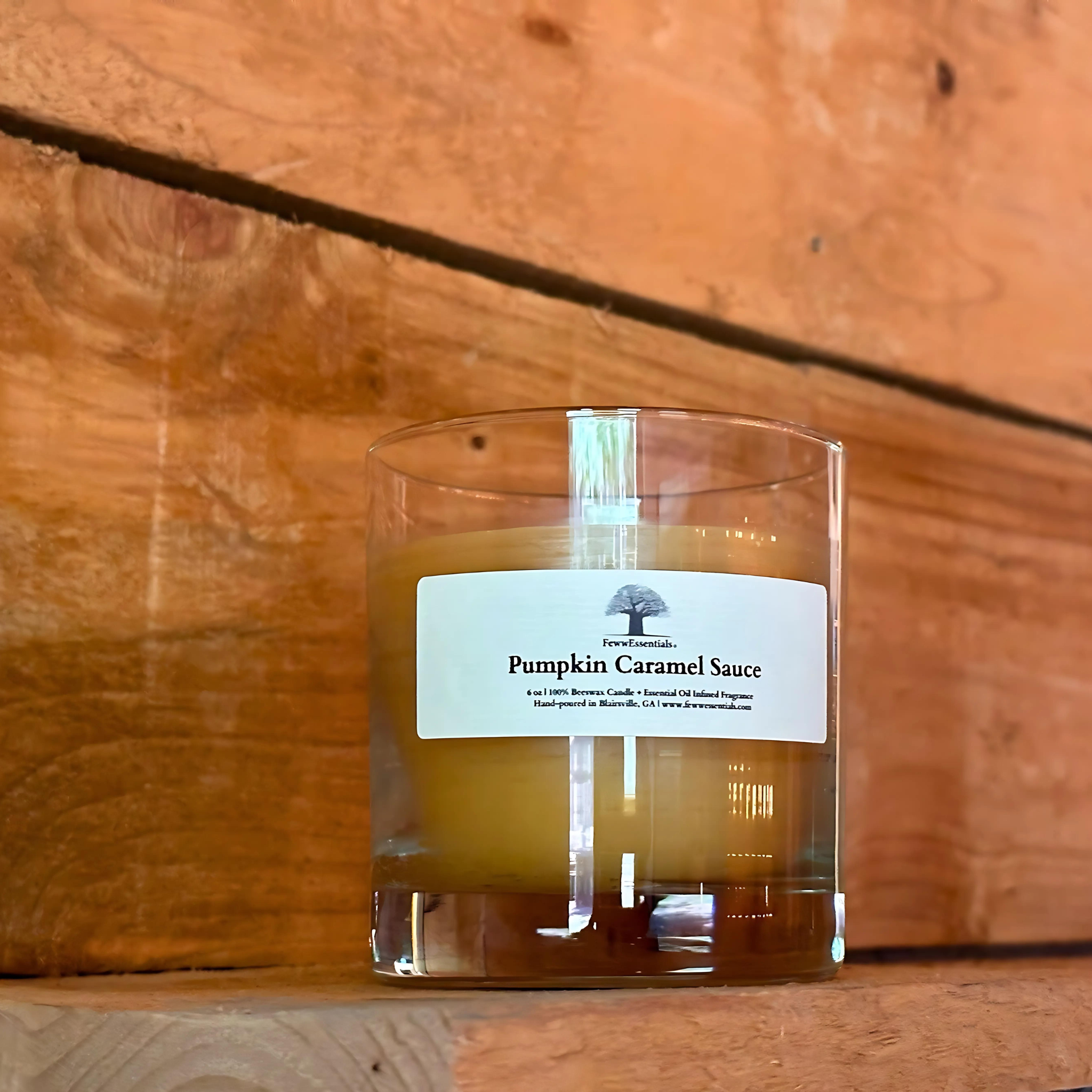 Pumpkin Caramel Sauce - 6 oz 100% Beeswax Candle | 3 Cotton Wicks | Hand-Poured with Essential Oil Infused Fragrance