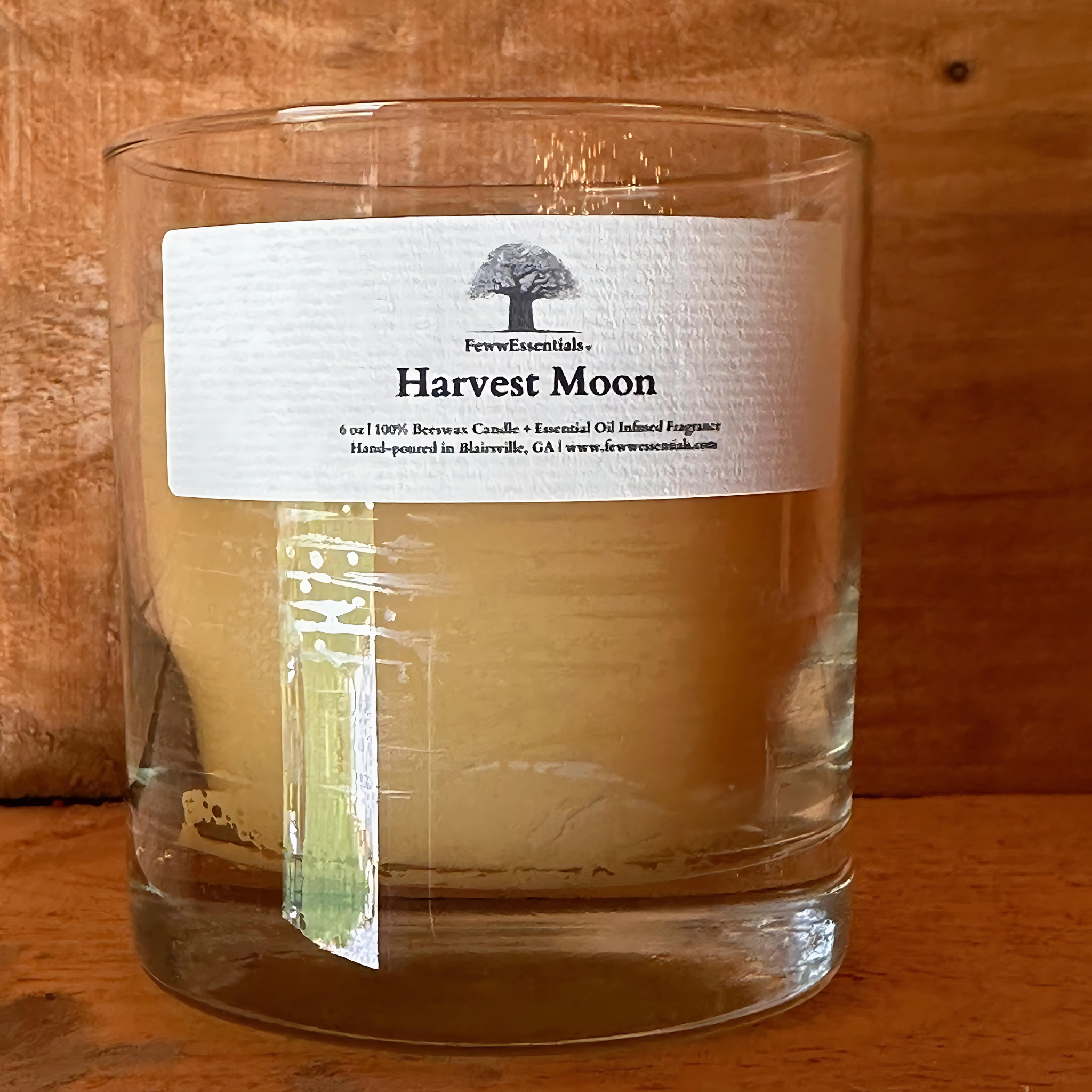 Harvest Moon - 6 oz | 100% Beeswax Candle with 3 Cotton Wicks | Hand-Poured, Essential Oil Infused Fragrance