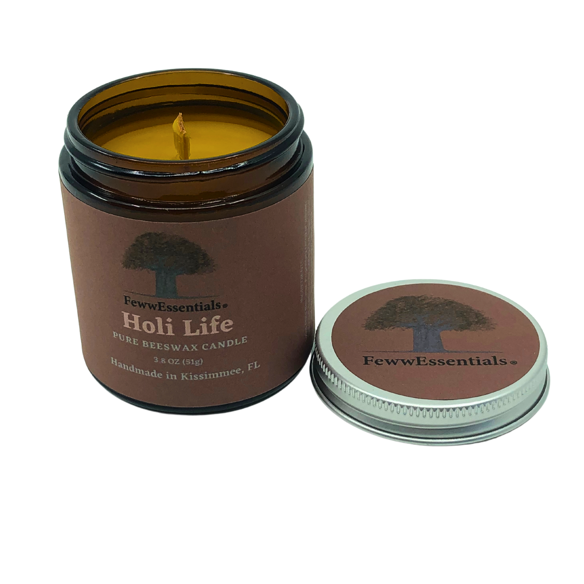 FewwEssentials® Holi Life Pure Beeswax Candle with Essential Oils