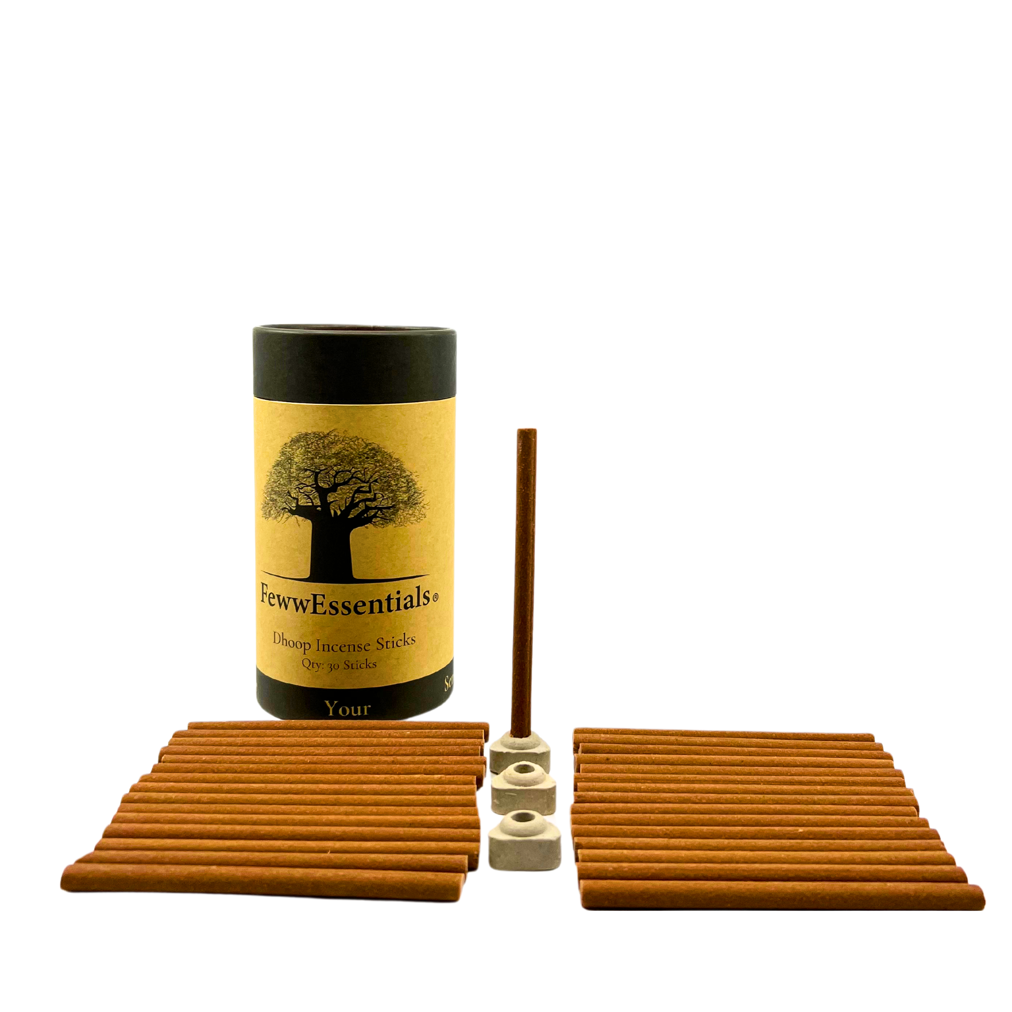 A complete set of Prosperity Dhoop Sticks, including the sticks and packaging, artfully arranged to highlight the product's design and presentation.