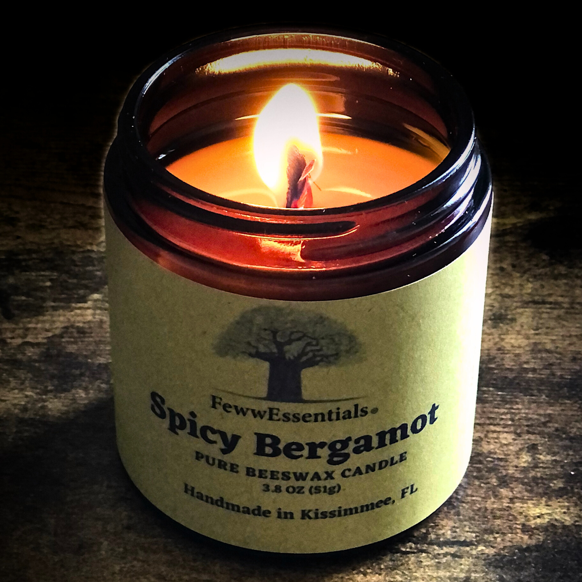 FewwEssentials Spicy Bergamot Beeswax Candle