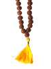 5 Mukhi Rudraksha Mala Necklace (108+1 beads with yellow tassel)